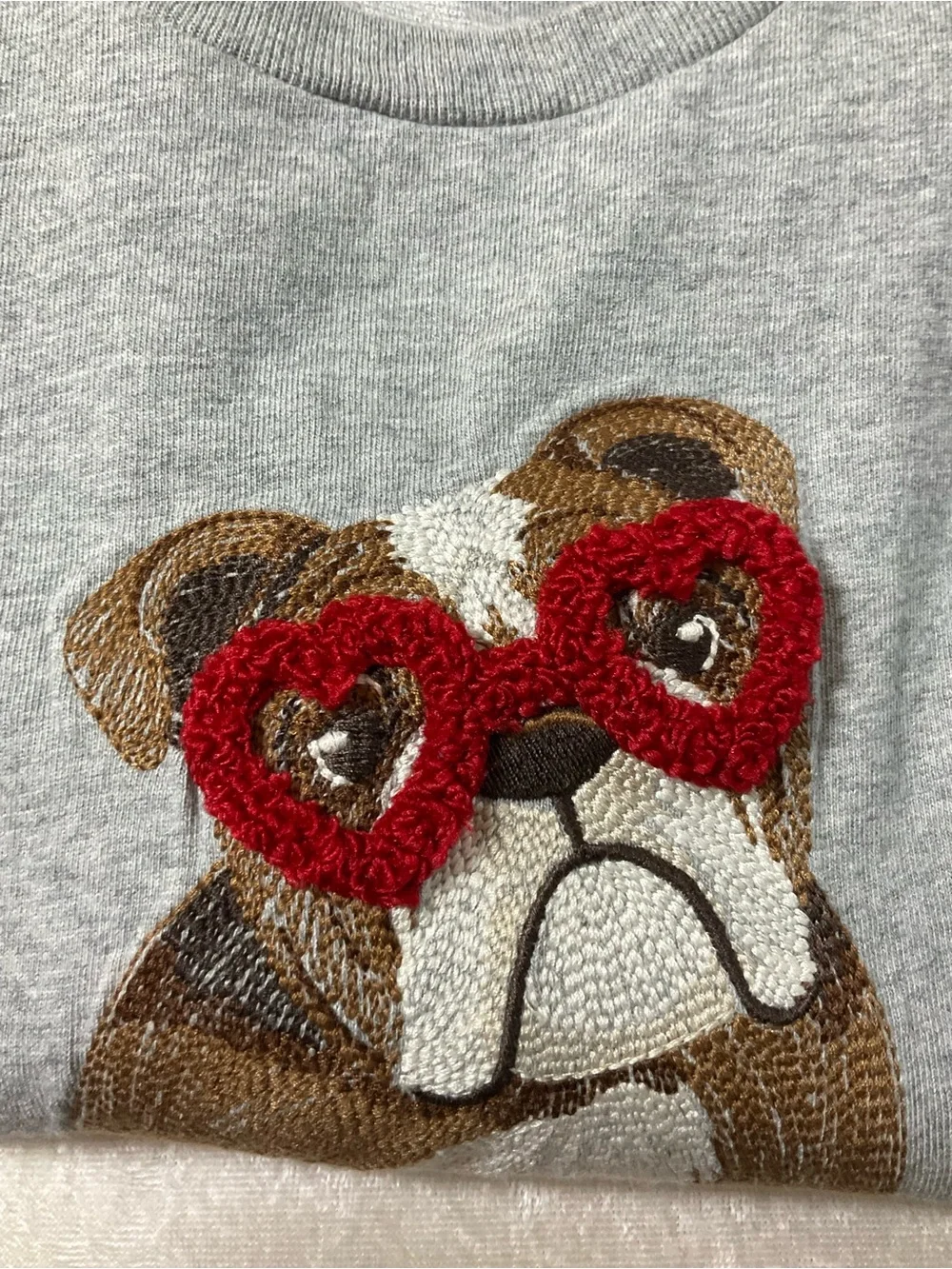 Gymboree Gray Long Sleeve Tee with Red Sleeves & Bulldog Patch